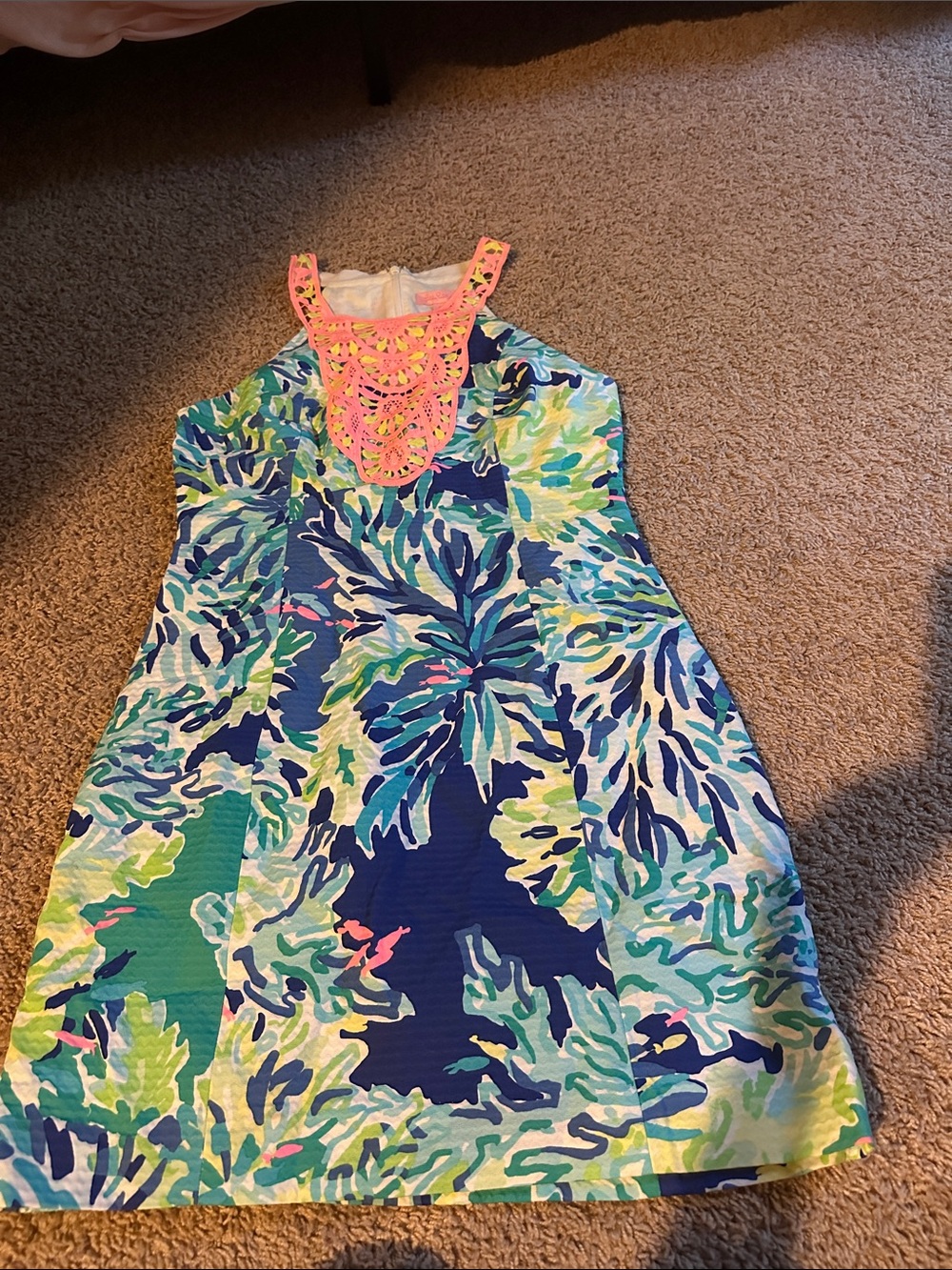 Lilly Pulitzer Blue, Green & Pink Printed Halter Dress